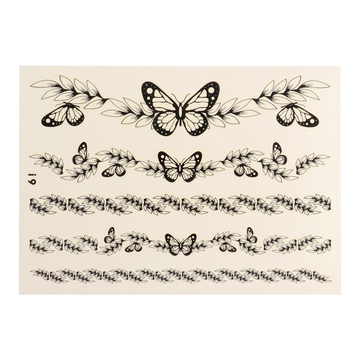 Татуировка переводная "Бабочки" черно-белая (009)