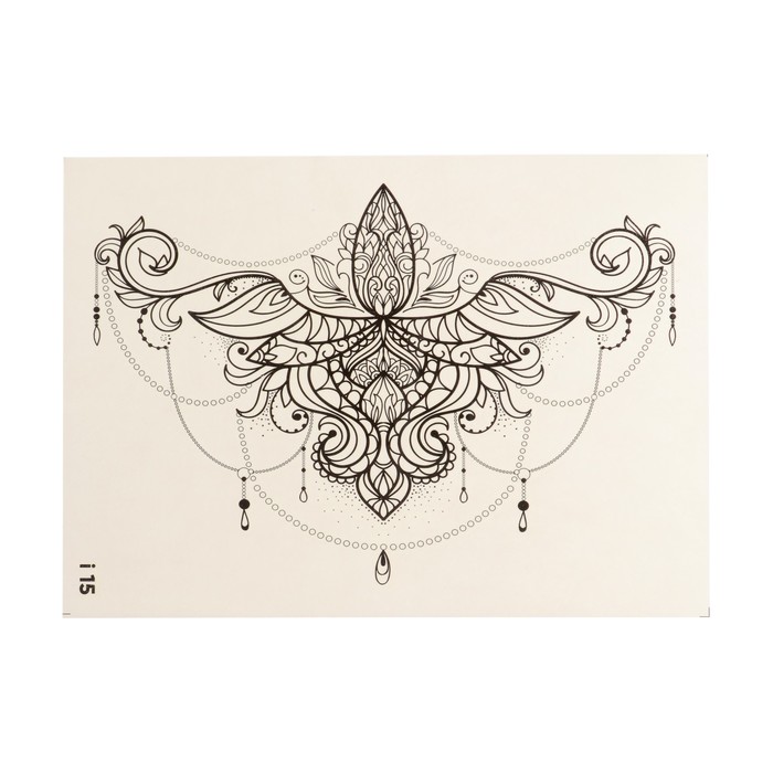 Татуировка переводная "Узор" черно-белая (015)