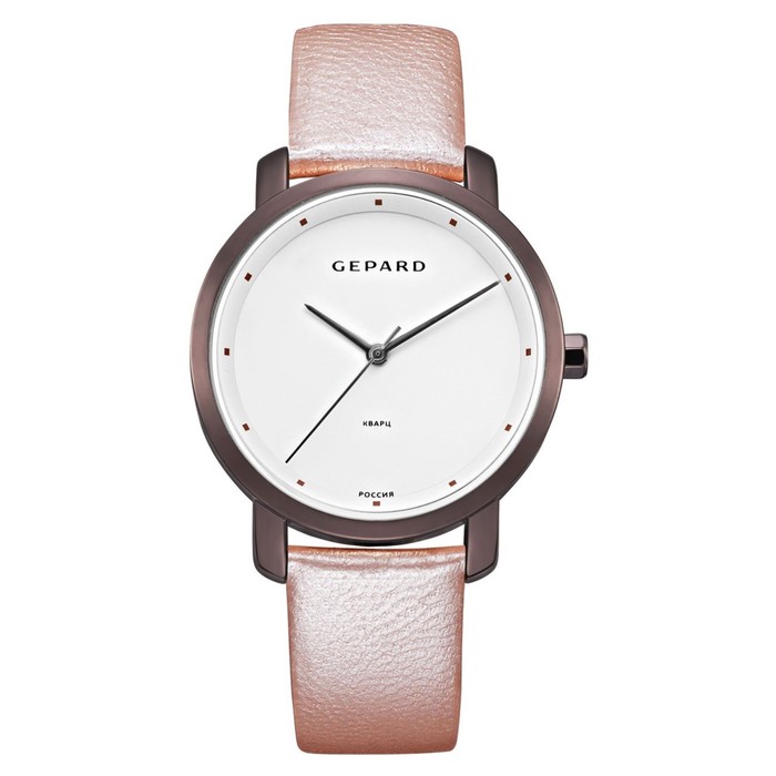 Часы наручные женские Gepard, белый циферблат, розовый ремешок, 1252A15L8-4