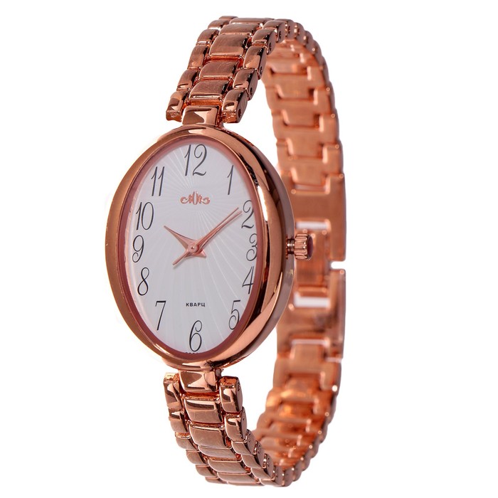 Часы наручные женские "Каприз", белый циферблат, золотистый браслет, 600-3-2