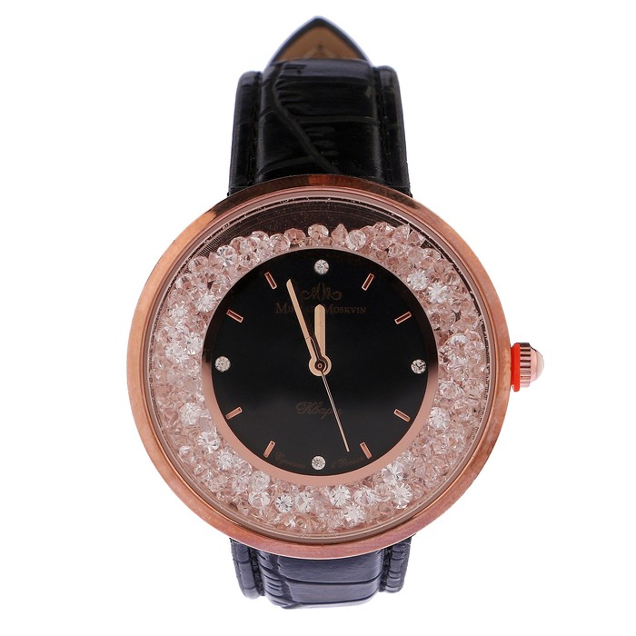 Часы наручные женские "Каприз", чёрный циферблат, чёрный ремешок, 1146A3L4/1