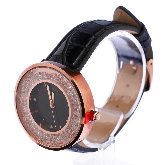 Часы наручные женские "Каприз", чёрный циферблат, чёрный ремешок, 1146A3L4/1