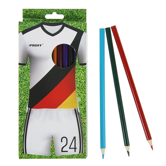 Карандаши 24 цвета Proff "Спорт 1", круглые, картонная упаковка