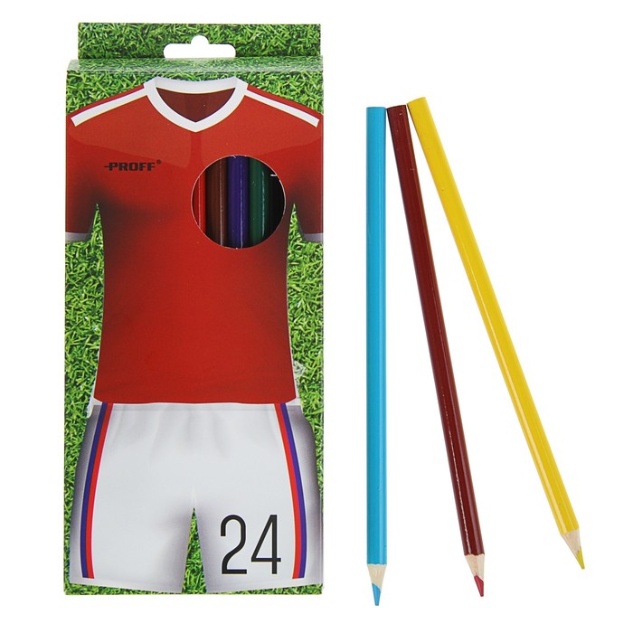 Карандаши 24 цвета Proff "Спорт 3", круглые, картонная упаковка