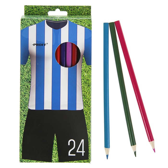 Карандаши 24 цвета Proff "Спорт 4", круглые, картонная упаковка