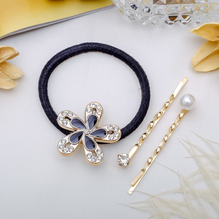 Набор для волос "Мирта" 5 см (1 резинка, 2 невидимки) цветок