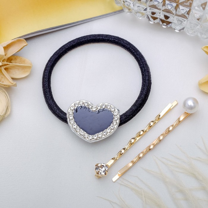 Набор для волос "Мирта" 5 см (1 резинка, 2 невидимки) сердце