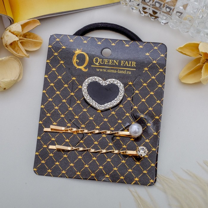 Набор для волос "Мирта" 5 см (1 резинка, 2 невидимки) сердце