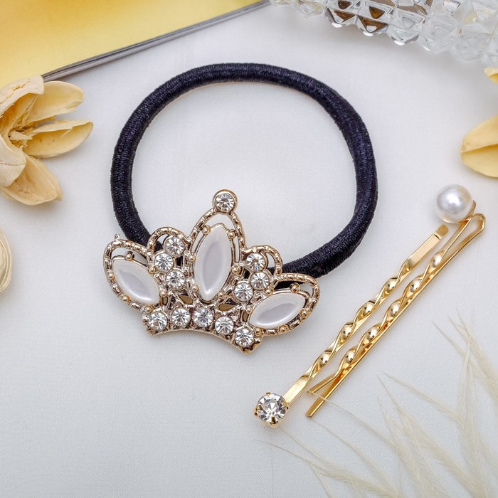 Набор для волос "Перламутр" 5 см (1 резинка, 2 невидимки) корона