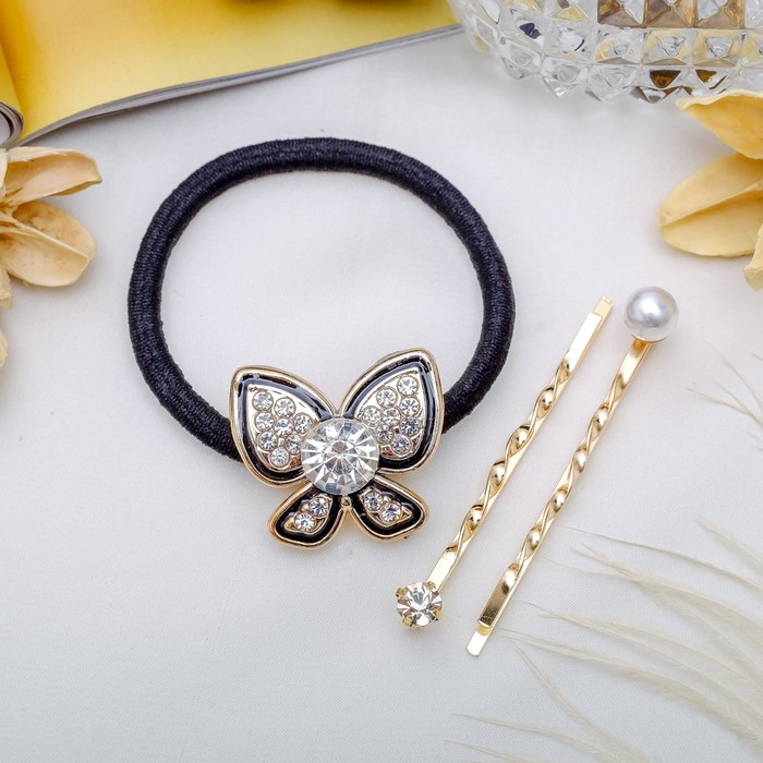 Набор для волос "Кантик" 5 см (1 резинка, 2 невидимки) бабочка
