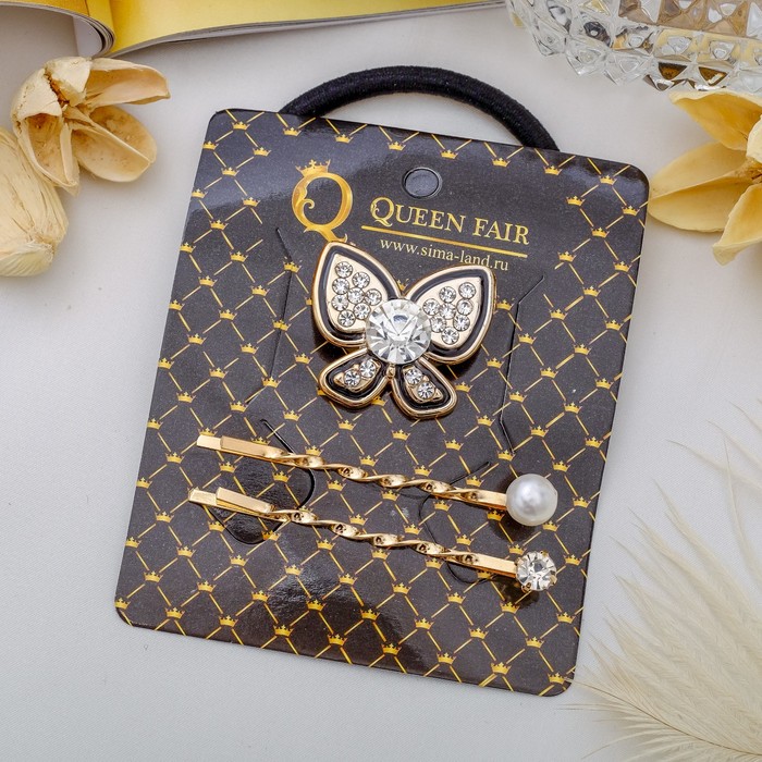 Набор для волос "Кантик" 5 см (1 резинка, 2 невидимки) бабочка