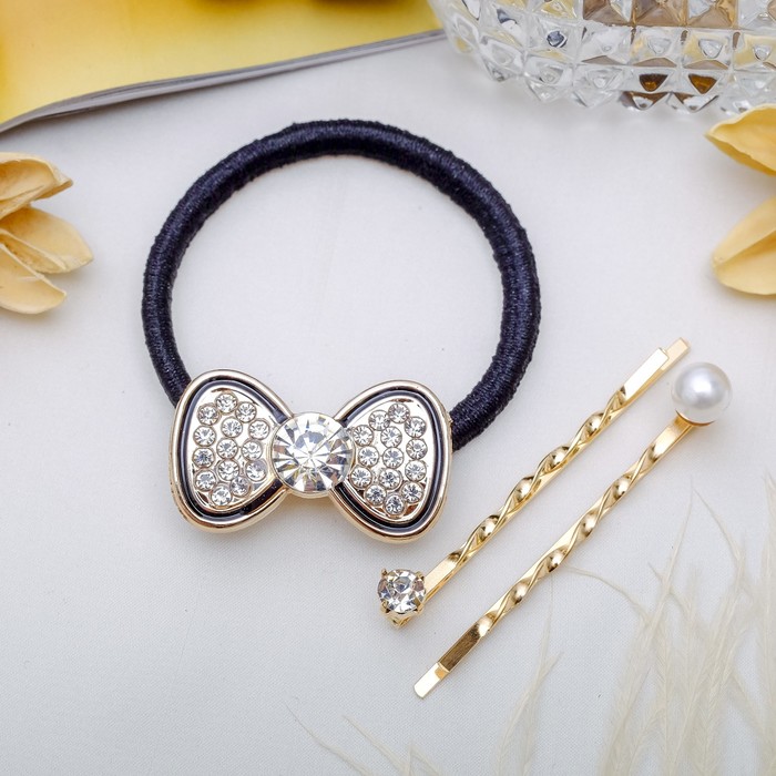 Набор для волос "Кантик" 5 см (1 резинка, 2 невидимки) бантик