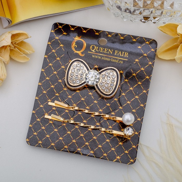 Набор для волос "Кантик" 5 см (1 резинка, 2 невидимки) бантик