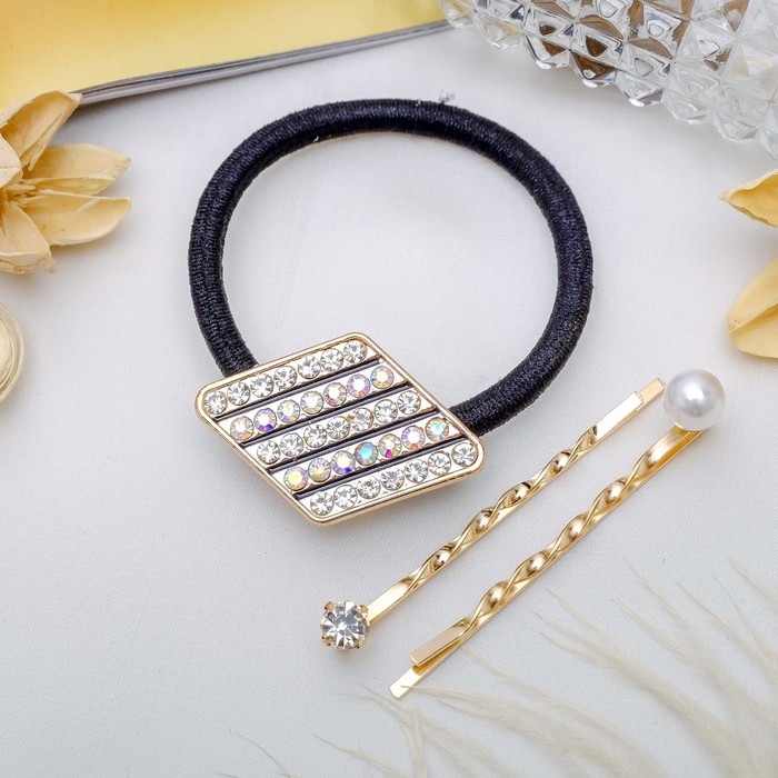 Набор для волос "Бриоль" 5 см (1 резинка, 2 невидимки) ромб