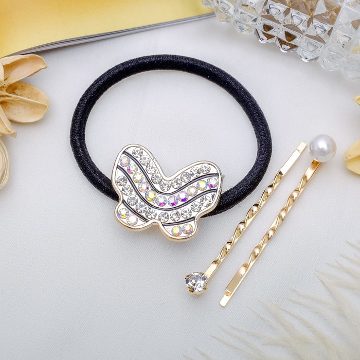 Набор для волос "Бриоль" 5 см (1 резинка, 2 невидимки) бабочка