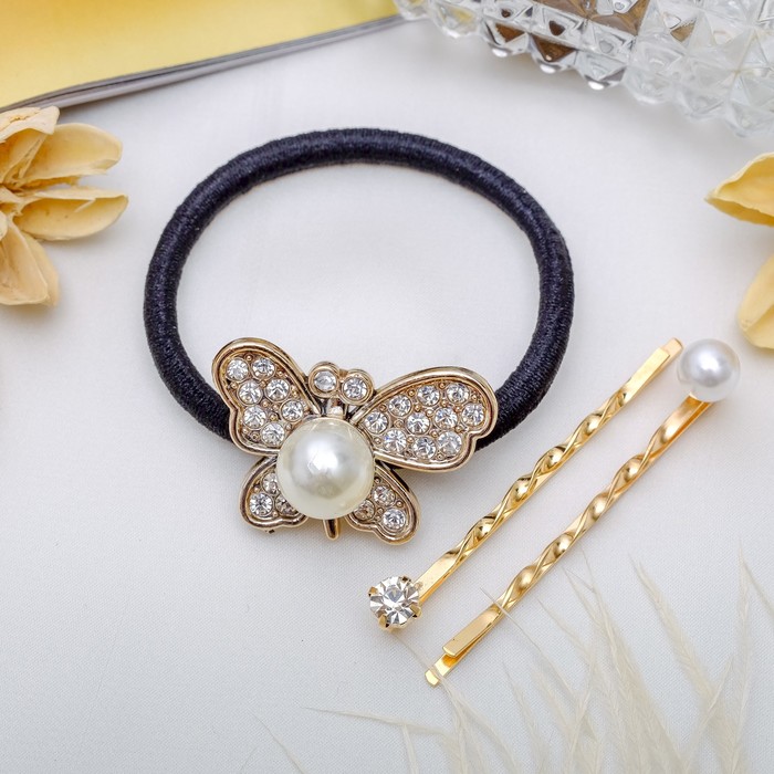 Набор для волос "Тиара" 5 см (1 резинка, 2 невидимки) бабочка