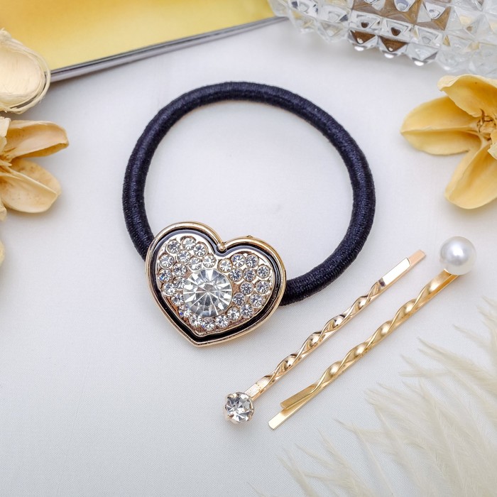 Набор для волос "Кантик" 5 см (1 резинка, 2 невидимки) сердце