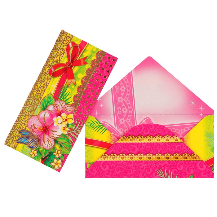 Конверт для денег "Универсальный" цветы, бабочка