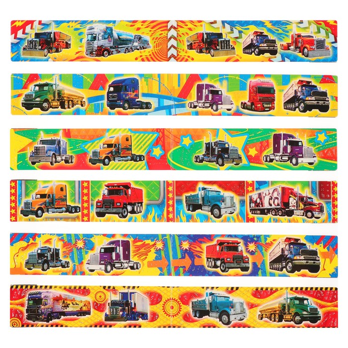 Закладка магнитная "Грузовики" глиттер, 25 х 200 мм