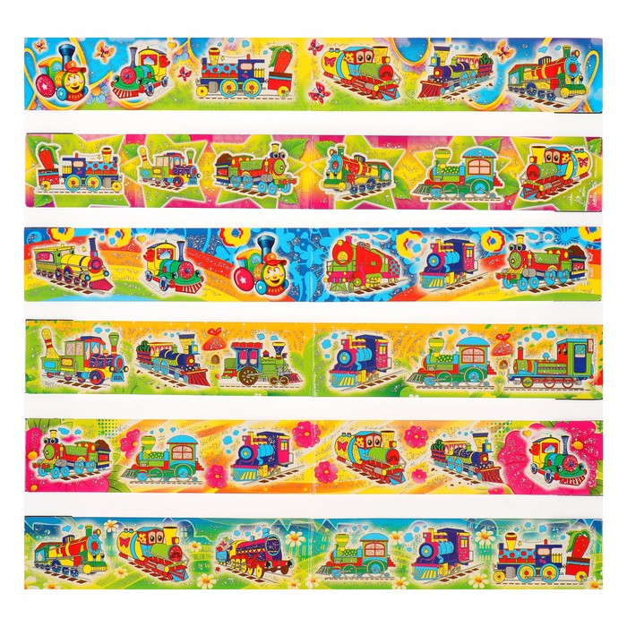 Закладка магнитная "Паровозики" глиттер, 25 х 200 мм