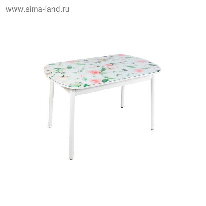Раздвижной стол «Винтаж», 1150(1450) × 700 мм, фотопечать, цвет розы / ножки белые