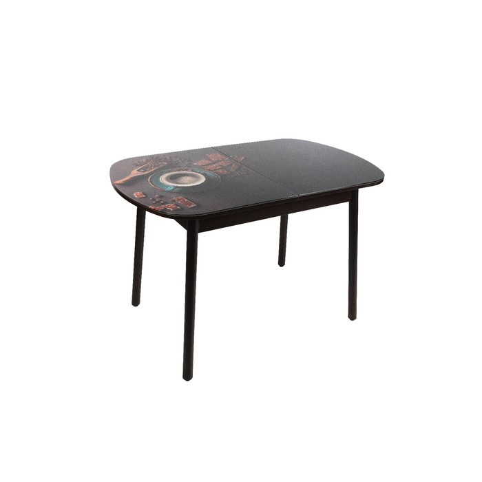 Раздвижной стол "Винтаж", 1150(1450)х700 мм, фотопечать Чёрный кофе, ножки черные