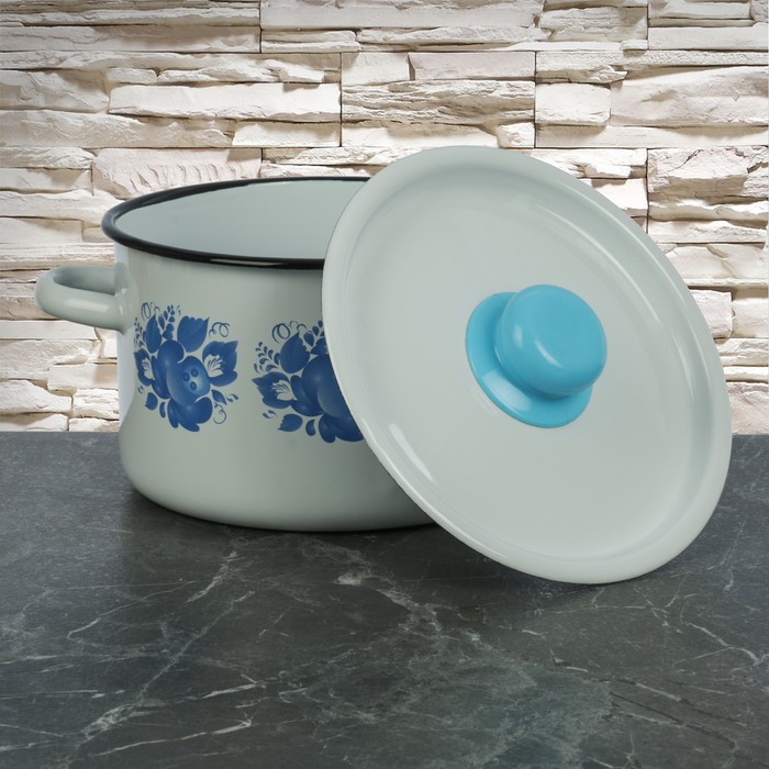 Набор посуды "Деколь", 4 предмета: кастрюли 1,5 л, 2,9 л, 3,9 л, чайник 3,5 л, в ассортименте, цвет белоснежный