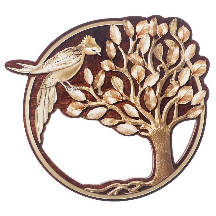 Ключница деревянная "Птица на дереве"