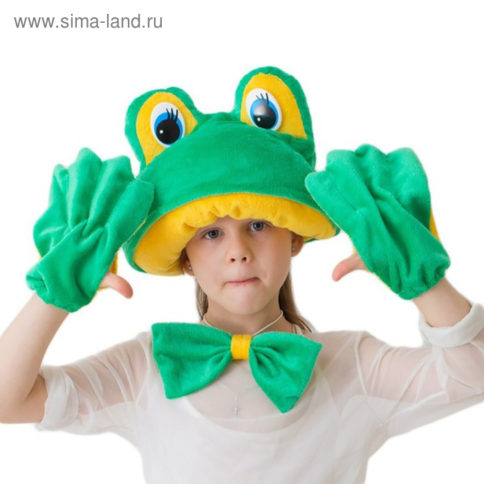 фото Карнавальный костюм "лягушка-квакушка", меховая шапка, бабочка, перчатки, рост 122-134 см бока