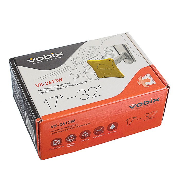 Кронштейн VOBIX VX 2613W, для телевизора, наклонно — поворотный, 17"-37"