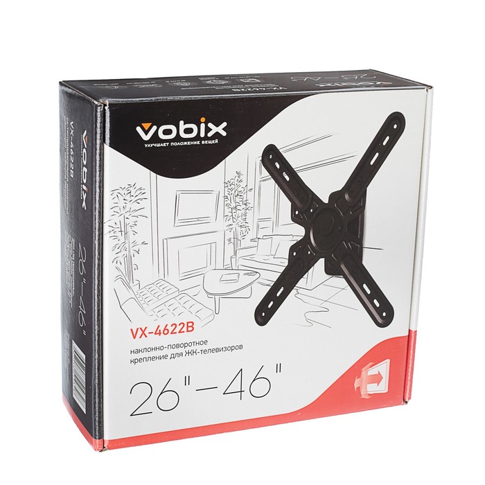 Кронштейн VOBIX VX 4622В, для телевизора, наклонно — поворотный, 26"-55"