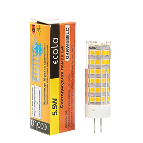 

Лампа светодиодная Ecola Corn Micro, 5.5 Вт, G4, 2800 K, 320°, 57х16