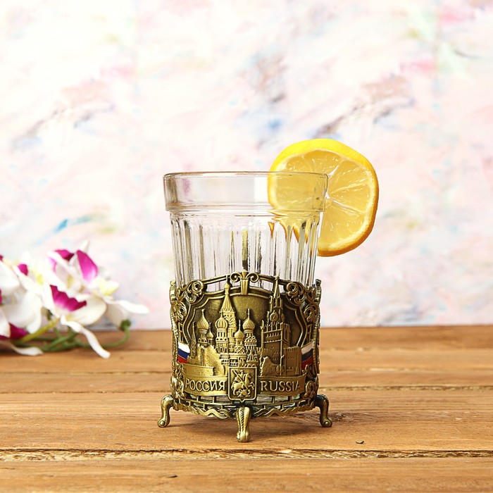 Набор: подстаканник со стаканом, чай чёрный "Лучшему тестю"