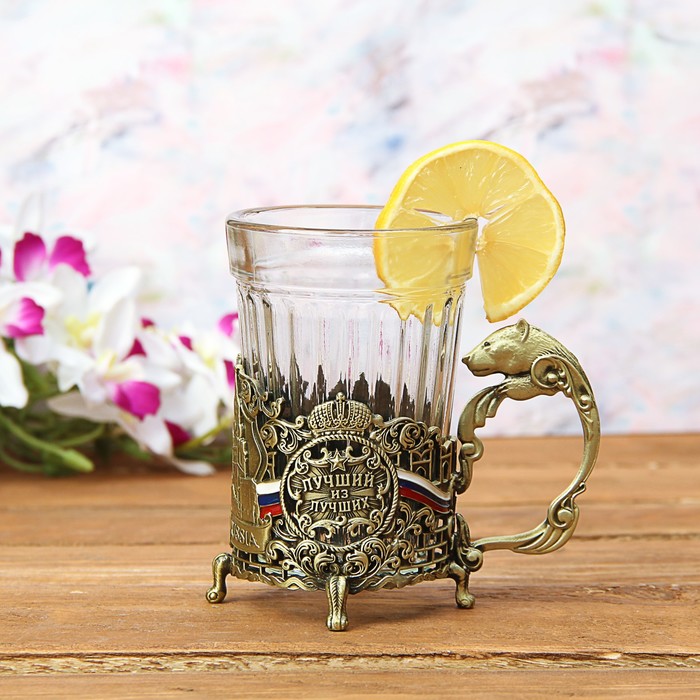 Набор: подстаканник со стаканом, чай чёрный "Лучшему из лучших"