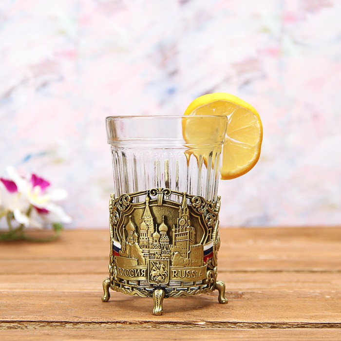 Набор: подстаканник со стаканом, чай чёрный "Настоящему мужчине"