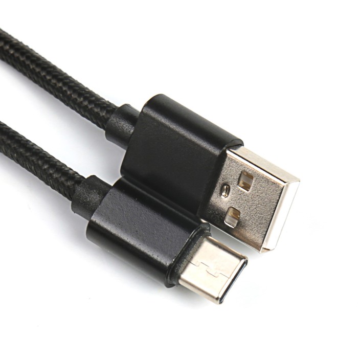 Кабель Jet.A JA-DC32 2м черный (в оплётке,USB2.0/USB TypeC,QC 3.0, 2A)