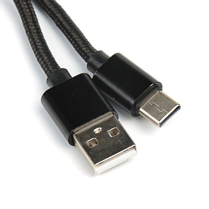 Кабель Jet.A JA-DC31 1м черный (в оплётке,USB2.0/USB TypeC,QC 3.0, 2A)