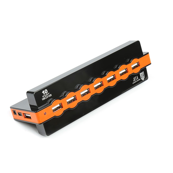 Разветвитель USB (Hub) Jet.A JA-UH28,чёрный(10xUSB 2.0,Hot Plug,блок пит от 220V в комплект)