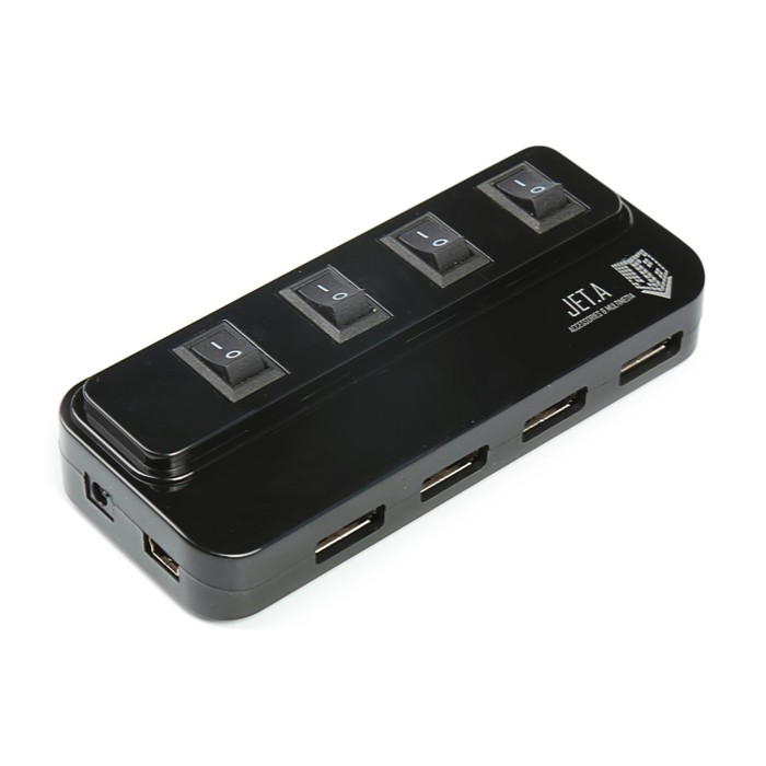 Разветвитель USB (Hub) Jet.A JA-UH15, чёрный (4 порта USB 2.0, с выключателями портов)