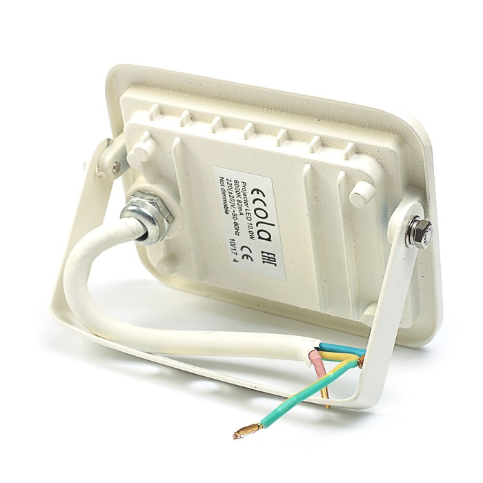 Прожектор светодиодный Ecola, 10 Вт, 220 В, 6000K, IP65, Белый, 110x80x26