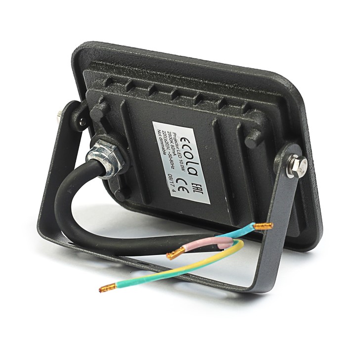 Прожектор светодиодный Ecola, 10 Вт, 220 В, 2800K, IP65, черный, 110x80x26