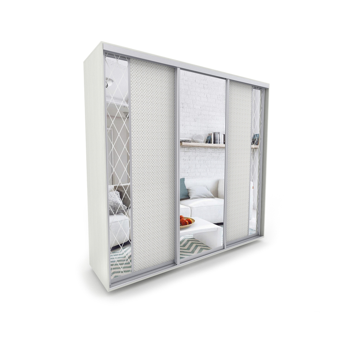 Шкаф-купе Акцент-Вера 1800х600х2300 мм, цвет выбеленное дерево/экокожа "Версаль светлый"