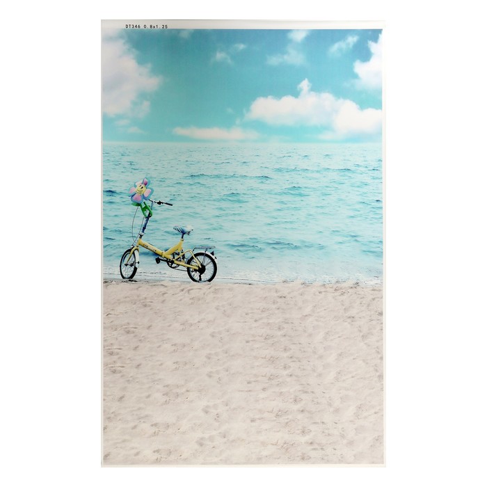 Фотофон винил "Велосипед у моря" стена+пол 80х125 см