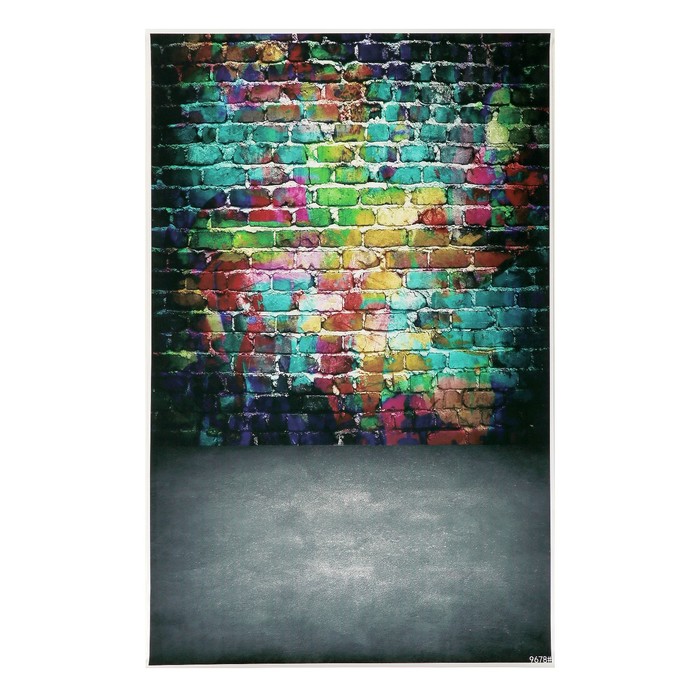 Фотофон винил "Разноцветный кирпич и бетонный пол" стена+пол 80х125 см