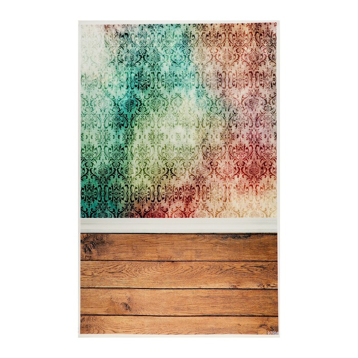 Фотофон винил "Состаренные обои и коричневые доски" стена+пол 80х125 см