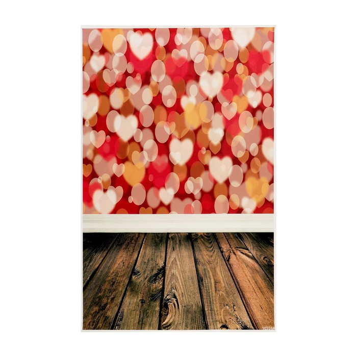 Фотофон винил "Сердца и состаренные доски" стена+пол 80х125 см