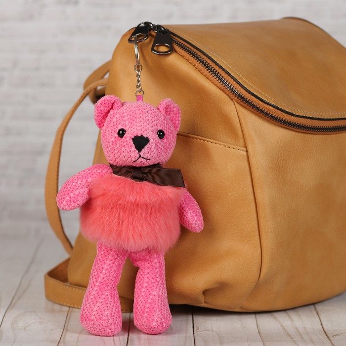 Подвеска на кольце "Мишка Винтаж" светло-розовый 20х10х10 см