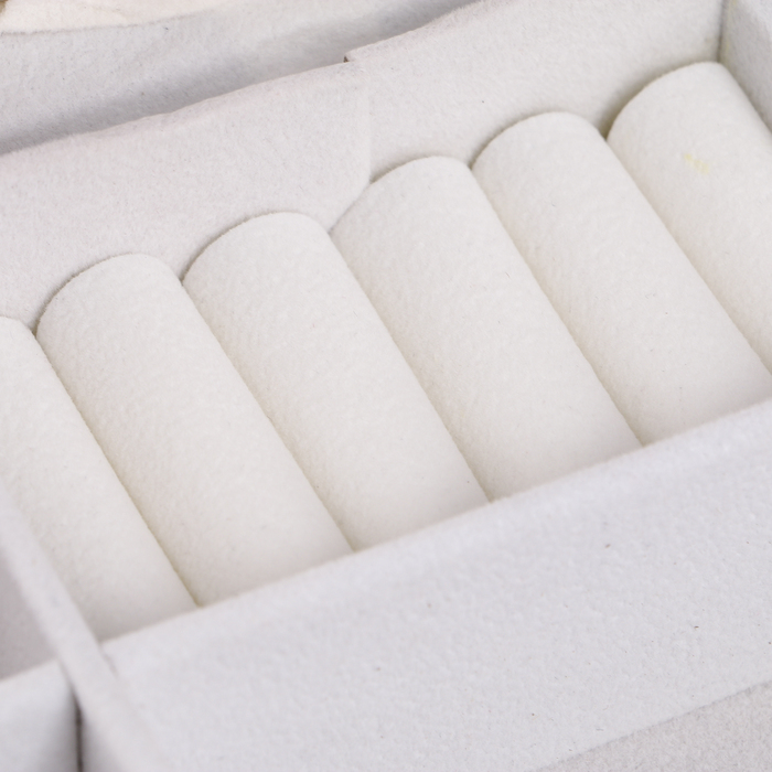 Шкатулка кожзам для украшений "Незабудки" белая с розовым 7х22х14 см