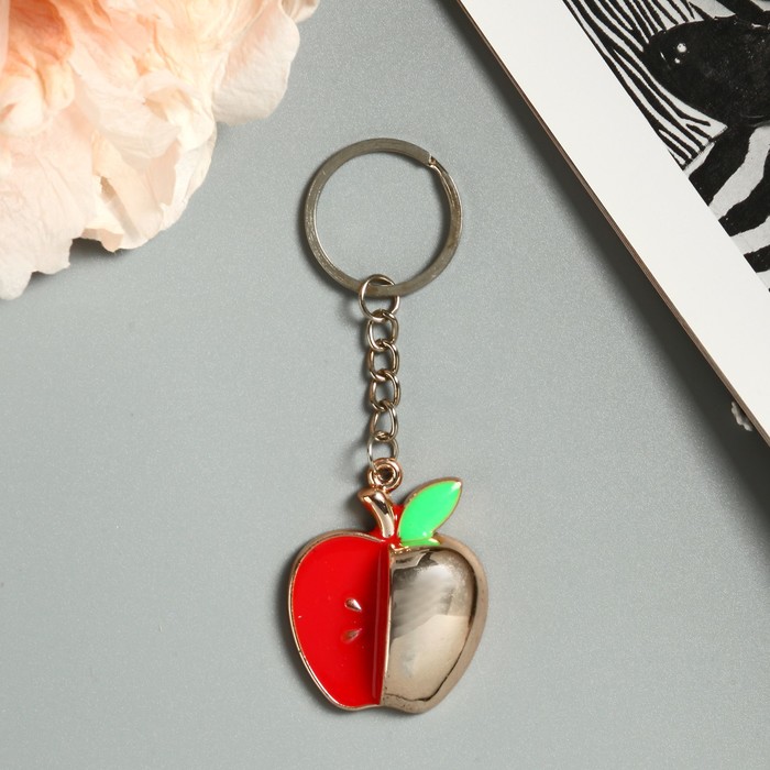 Брелок пластик под металл "Яблочко" МИКС 4х3,5 см