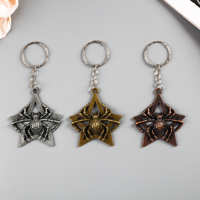 Брелок металл "Паучок на звёздочке" МИКС 5х6 см